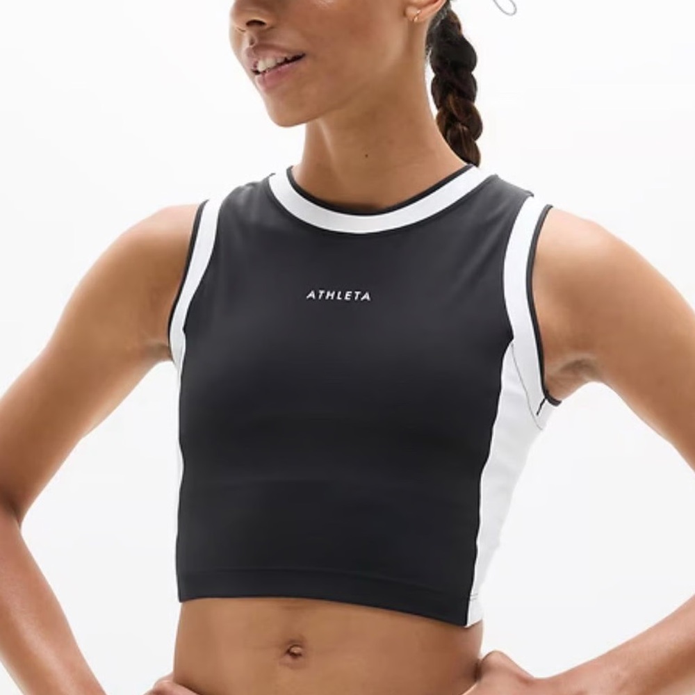 NWT Athleta Power Serve Muscle Tank Top Women’s XL Black/White Activewear